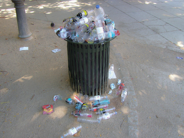 recycling bins lined up street